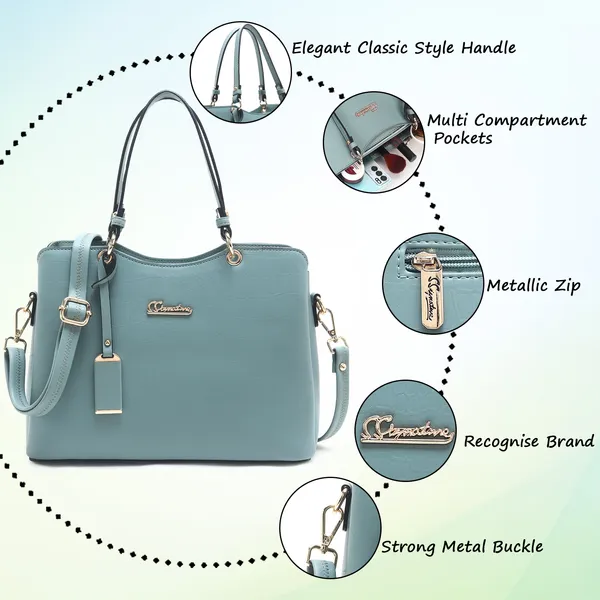 Signature_Blue_Faux_Leather_Adjustable_Strap_Handbag_For_Women