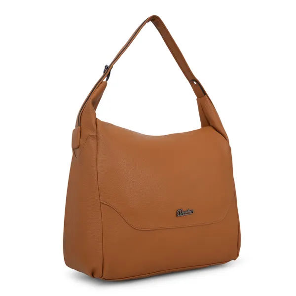Signature_Tan_Faux_Leather_Adjustable_Strap_Hobo_Bag_For_Women