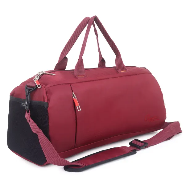 Signature_Maroon_Black_Fabric_Water_Resistant_Shoe_Compartment_Duffel_Bag