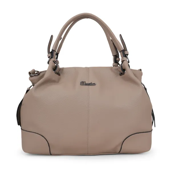 Signature_Beige_Leather_Adjustable_Handle_Handbag_For_Women