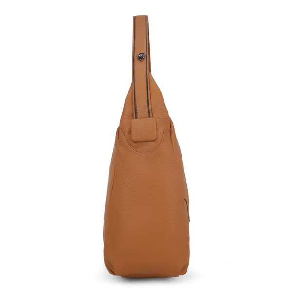 Signature_Tan_Faux_Leather_Adjustable_Strap_Hobo_Bag_For_Women