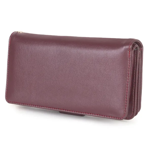 Signature_Burgundy_Leather_Wrist_Strap_Multi_Compartment_Wallet_For_Women