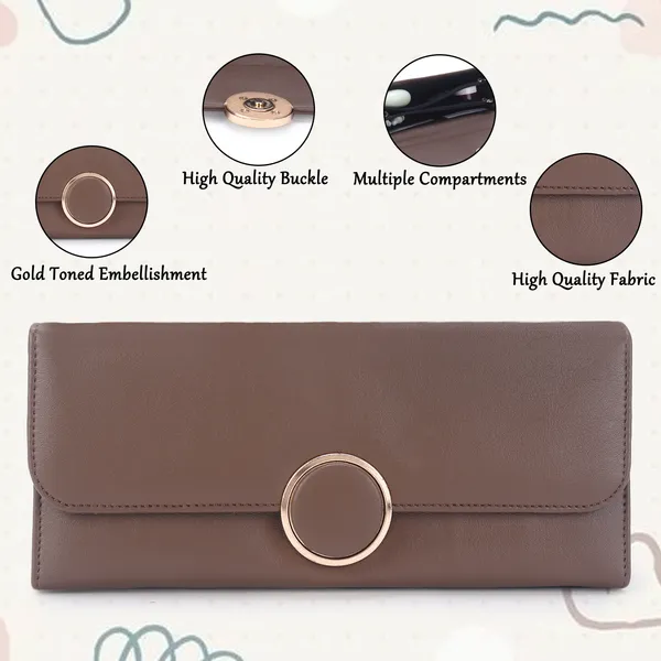 Signature_Brown_Faux_Leather_Circular_Accent_Wallet_For_Women