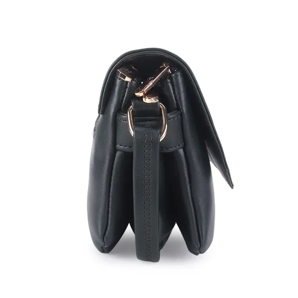 Signature_Black_Faux_Leather_Metallic_Buckle_Sling_Bag_For_Women