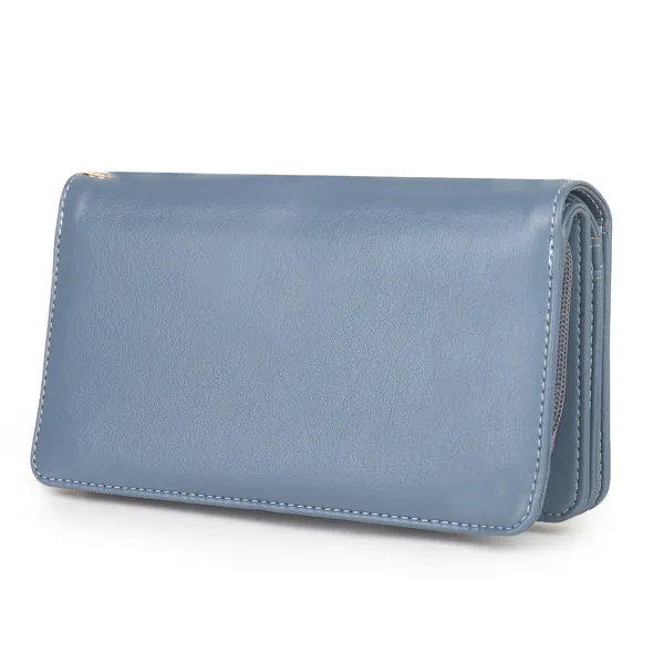 Signature_Blue_Grey_Faux_Leather_Wrist_Strap_Wallet_For_Women