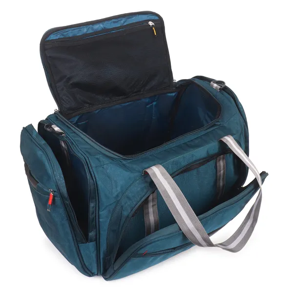 Signature_Teal_Blue_Fabric_Adjustable_Strap_Travel_Duffel_Bag_For_Men_And_Women