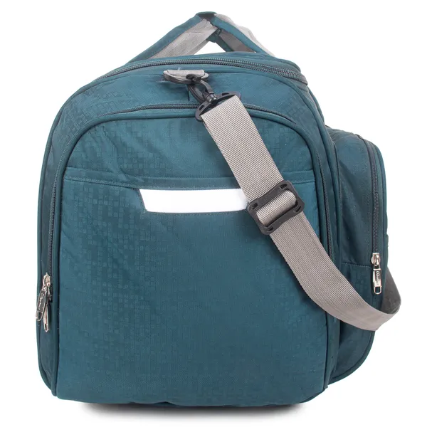 Signature_Teal_Blue_Fabric_Adjustable_Strap_Travel_Duffel_Bag_For_Unisex