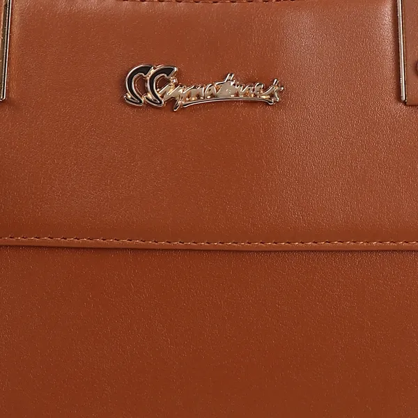 Signature_Brown_Vegan_Leather_Detachable_Strap_Tote_Handbag_For_Women