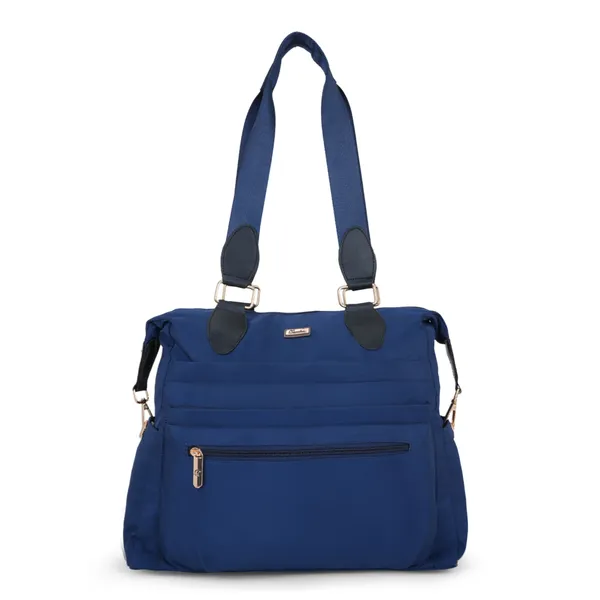 Signature_Navy_Blue_Fabric_Multi_Pocket_Adjustable_Strap_Tote_Bag_For_Women