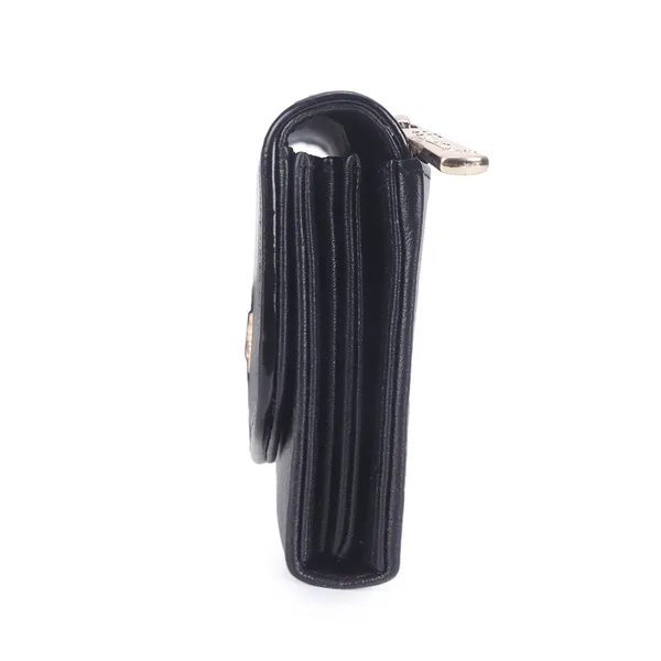 Signature_Black_Faux_Leather_Flap_Closure_Wallet_For_Women