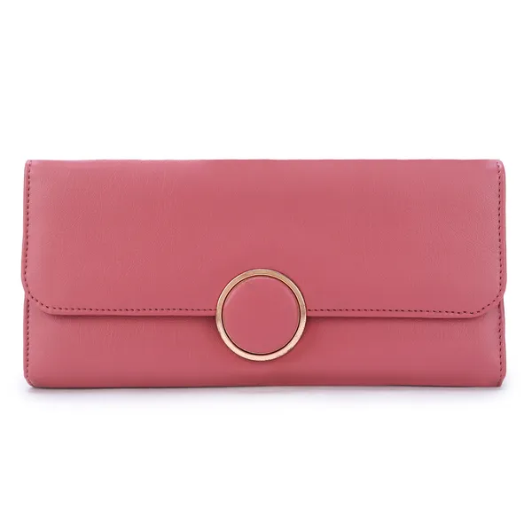 Signature_Pink_Vegan_Leather_Circle_Clasp_Wallet_For_Women