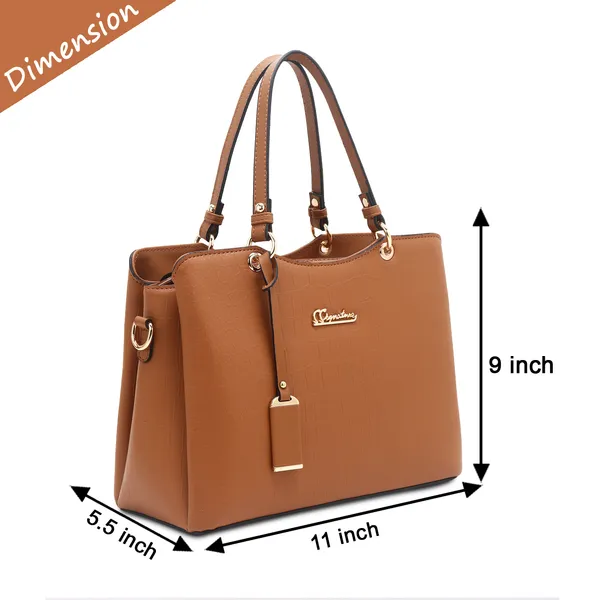 Signature_Tan_Brown_Faux_Leather_Buckle_Adjustable_Strap_Handbag_For_Women