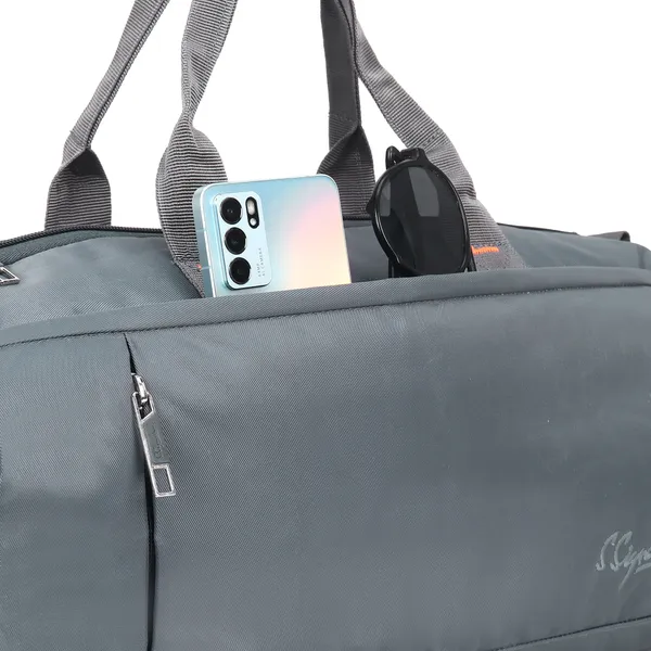 Signature_Grey_Fabric_Water_Resistant_Shoe_Compartment_Duffel_Bag