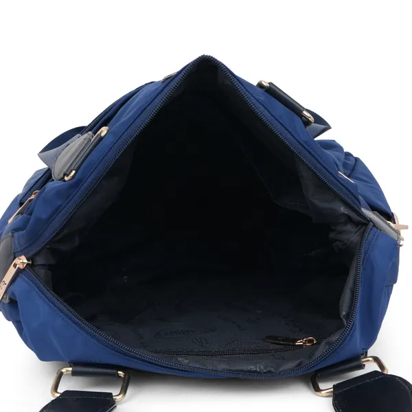 Signature_Navy_Blue_Faux_Leather_Multi_Pocket_Shoulder_Bag_For_Women