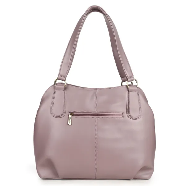 Signature_Pink_Faux_Leather_Metallic_Logo_Shoulder_Handbag_For_Women