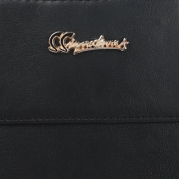Signature_Black_Faux_Leather_Structured_Metal_Logo_Handbag