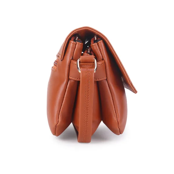 Signature_Orange_Faux_Leather_Multi_Compartment_Buckle_Sling_Bag