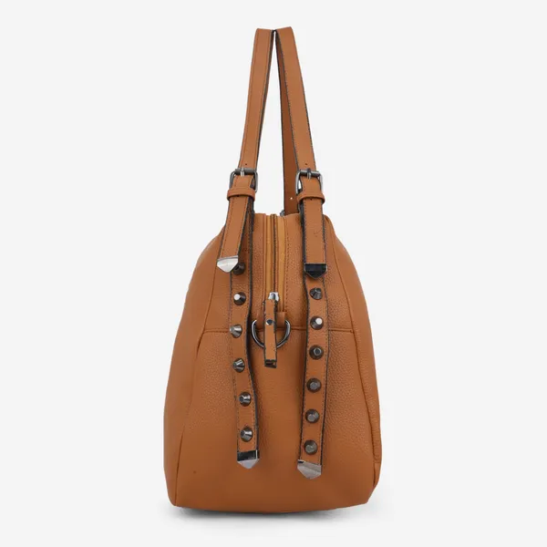Signature_Tan_Brown_Faux_Leather_Adjustable_Strap_Shoulder_Bag_For_Women