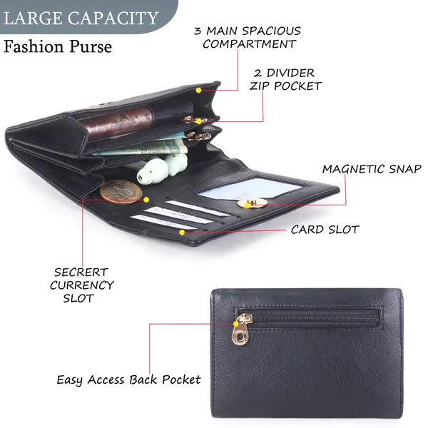 Signature_Black_Leather_Tri_Fold_Envelope_Wallet_For_Women