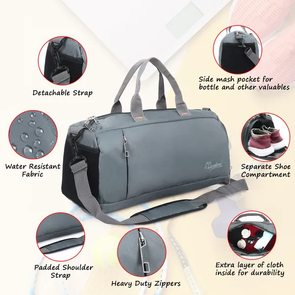 Signature_Grey_Fabric_Water_Resistant_Shoe_Compartment_Duffel_Bag