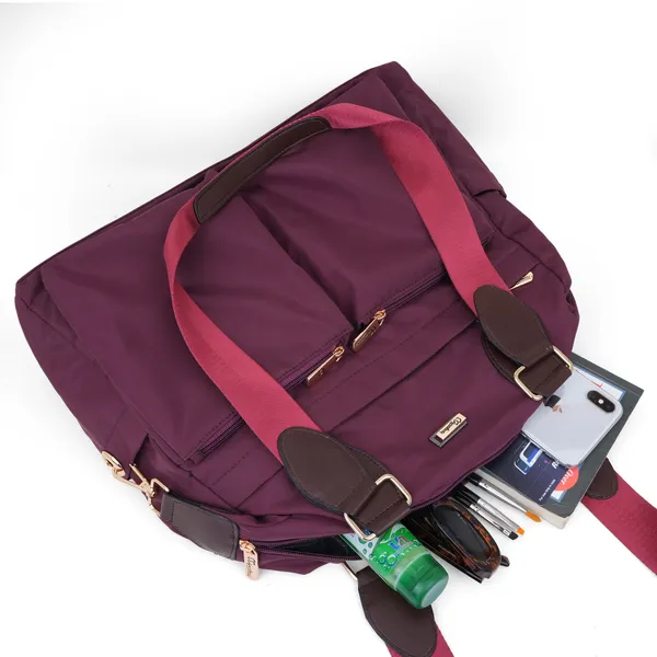 Signature_Purple_Faux_Leather_Multi_Compartment_Shoulder_Bag_For_Women