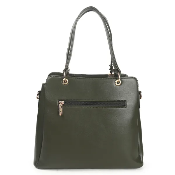 Signature_Olive_Green_Faux_Leather_Metallic_Hardware_Handbag