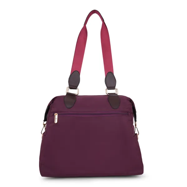 Signature_Purple_Faux_Leather_Multi_Compartment_Shoulder_Bag_For_Women