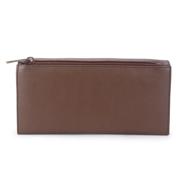 Signature_Brown_Leather_Buckle_Closure_Multi_Card_Wallet_For_Women