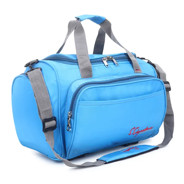 Signature_Blue_Fabric_Adjustable_Strap_Gym_Duffel_Bag_For_Men_And_Women