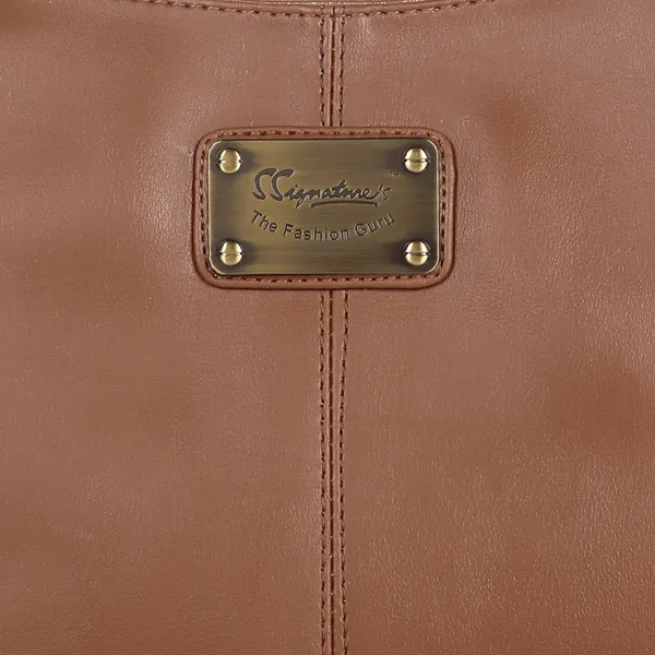 Signature_Brown_Faux_Leather_Handbag_For_Women