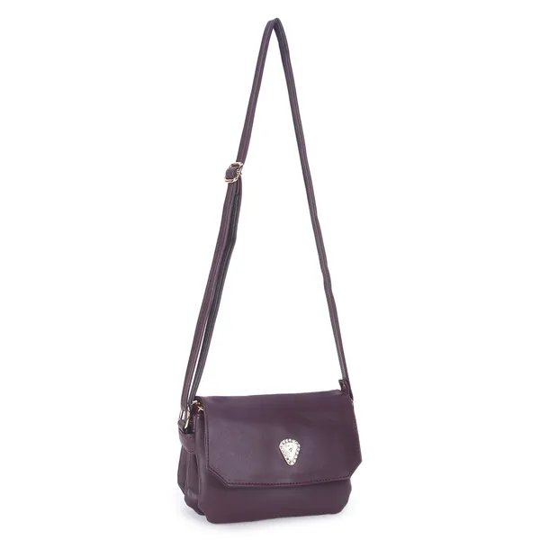 Signature_Purple_Faux_Leather_Metallic_Emblem_Sling_Bag_For_Women