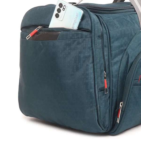 Signature_Teal_Blue_Fabric_Adjustable_Strap_Travel_Duffel_Bag_For_Men_And_Women
