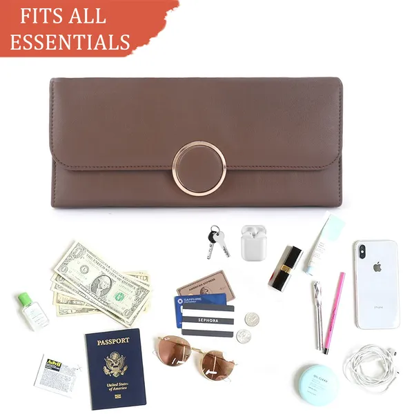 Signature_Brown_Faux_Leather_Circular_Accent_Wallet_For_Women