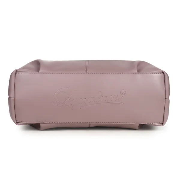 Signature_Pink_Faux_Leather_Metallic_Logo_Shoulder_Handbag_For_Women