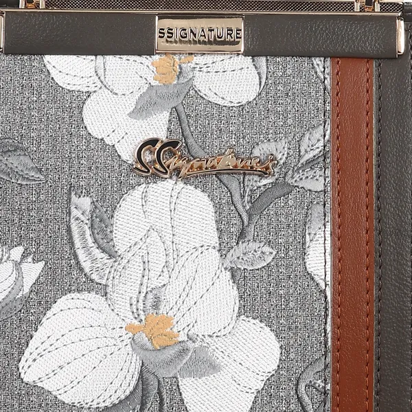 Signature_Grey_Floral_Faux_Leather_Accent_Stripe_Handbag_For_Women