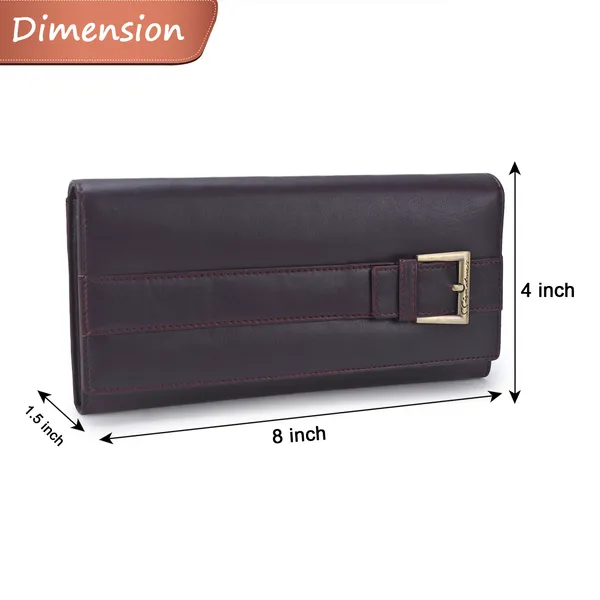 Signature_Brown_Leather_Buckle_Travel_Organizer_Wallet_For_Women