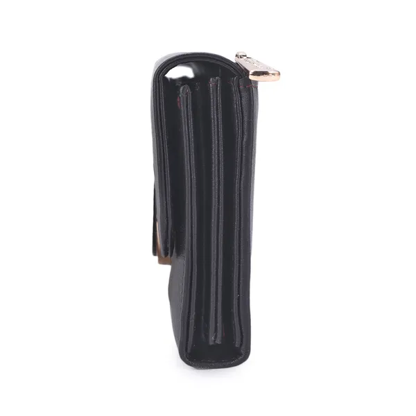 Signature_Black_Faux_Leather_Gold_Ring_Clutch_Wallet_For_Women