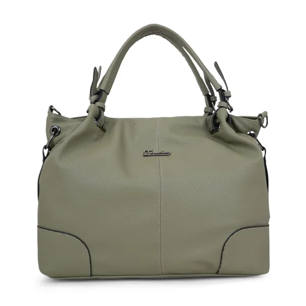 Signature_Olive_Green_Leather_Detachable_Strap_Handbag_For_Women