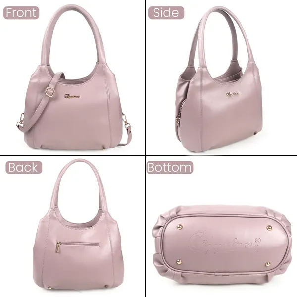Signature_Pink_Faux_Leather_Metallic_Finish_Shoulder_Bag_For_Women