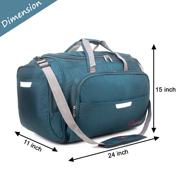 Signature_Teal_Blue_Fabric_Adjustable_Strap_Travel_Duffel_Bag_For_Unisex