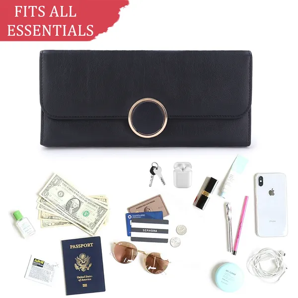 Signature_Black_Faux_Leather_Gold_Ring_Wallet_For_Women