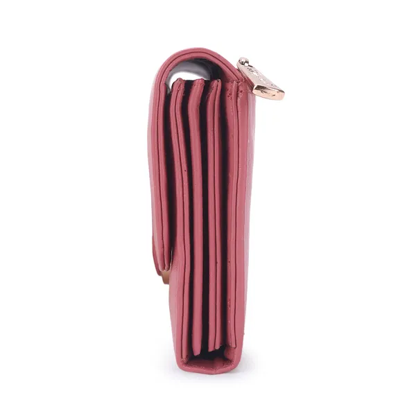 Signature_Pink_Faux_Leather_Gold_Ring_Accent_Spacious_Wallet