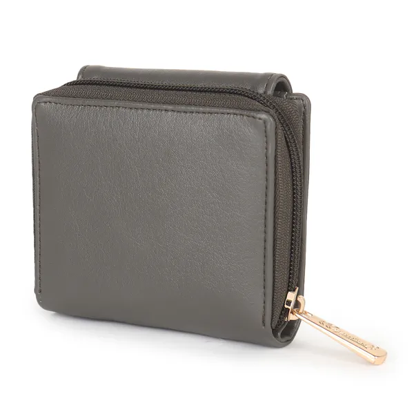Signature_Grey_Faux_Leather_Zipper_Compact_Wallet