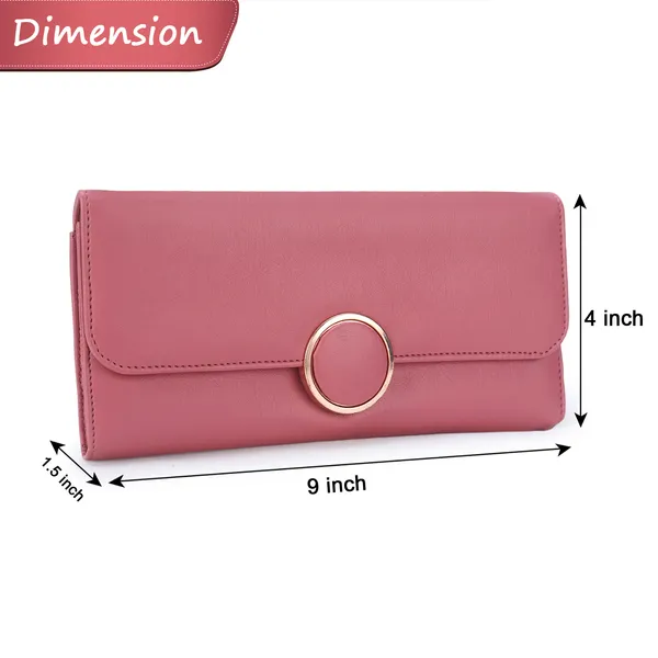 Signature_Pink_Vegan_Leather_Circle_Clasp_Wallet_For_Women