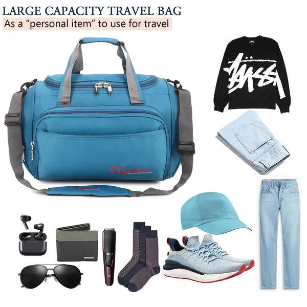 Signature_Blue_Fabric_Adjustable_Strap_Gym_Duffel_Bag
