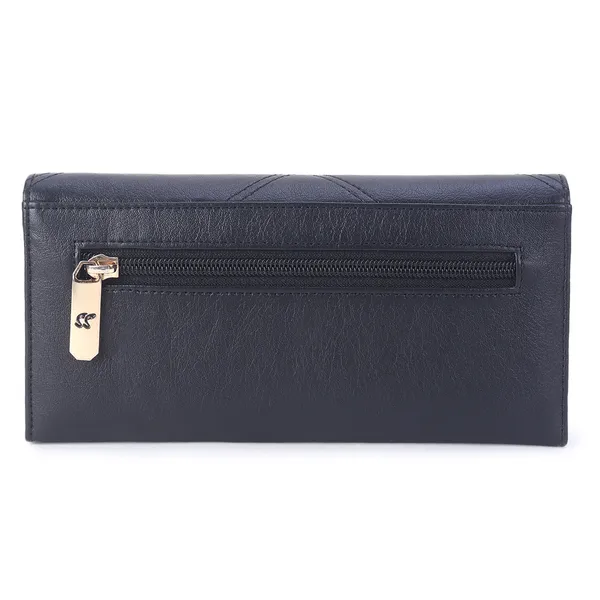 Signature_Black_Quilted_Faux_Leather_Diamond_Pattern_Long_Wallet