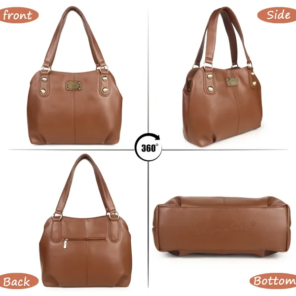 Signature_Brown_Faux_Leather_Handbag_For_Women