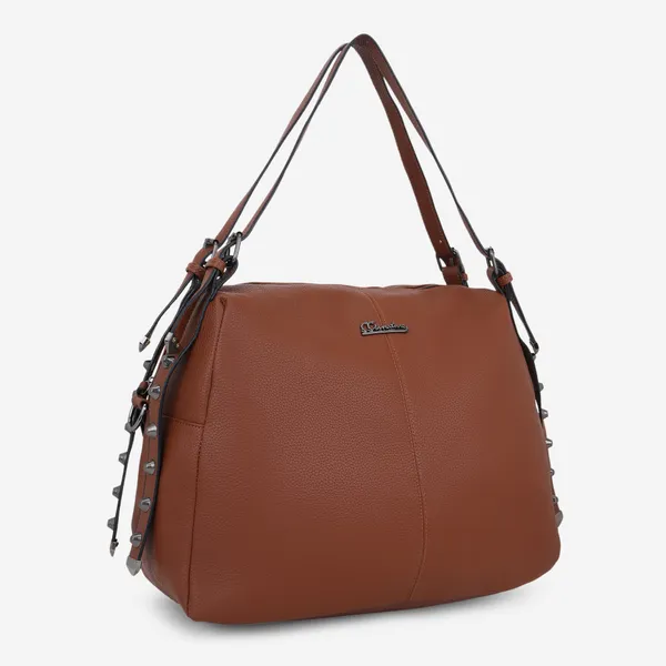 Signature_Brown_Leather_Adjustable_Strap_Handbag_For_Women