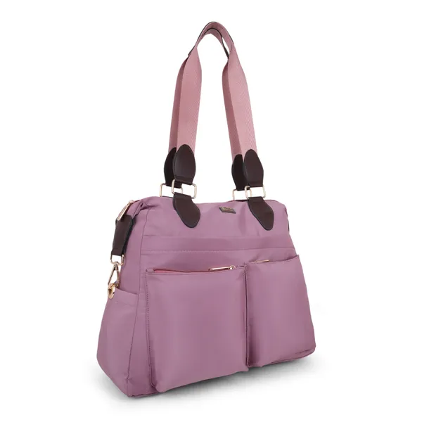 Signature_Pink_Purple_Faux_Leather_Multi_Pocket_Shoulder_Bag_For_Women