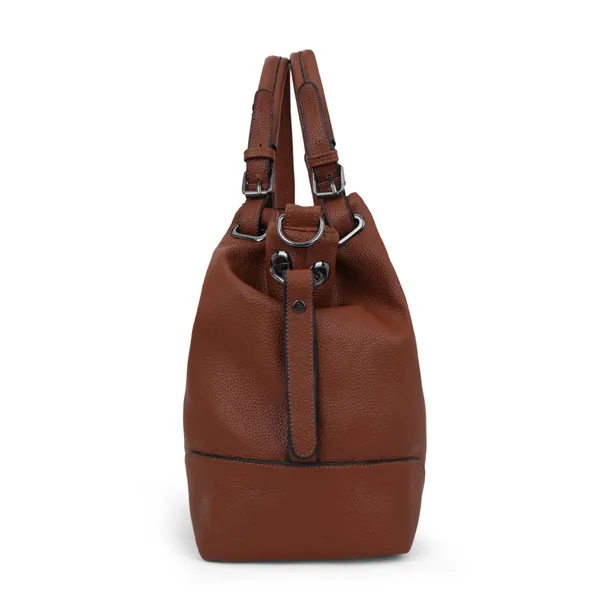 Signature_Brown_Leather_Adjustable_Strap_Handbag_For_Women